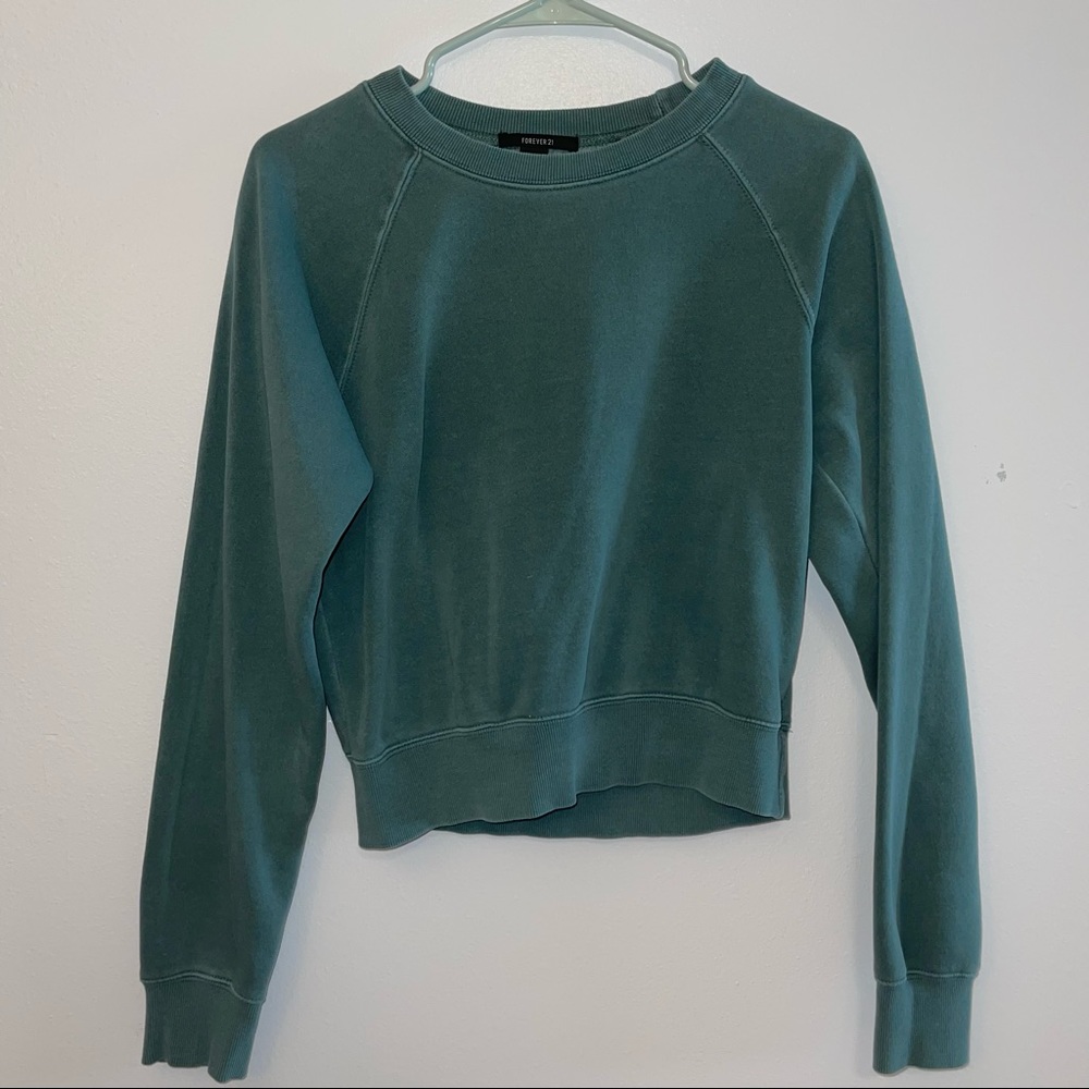 Forever 21 Teal Cropped Sweatshirt